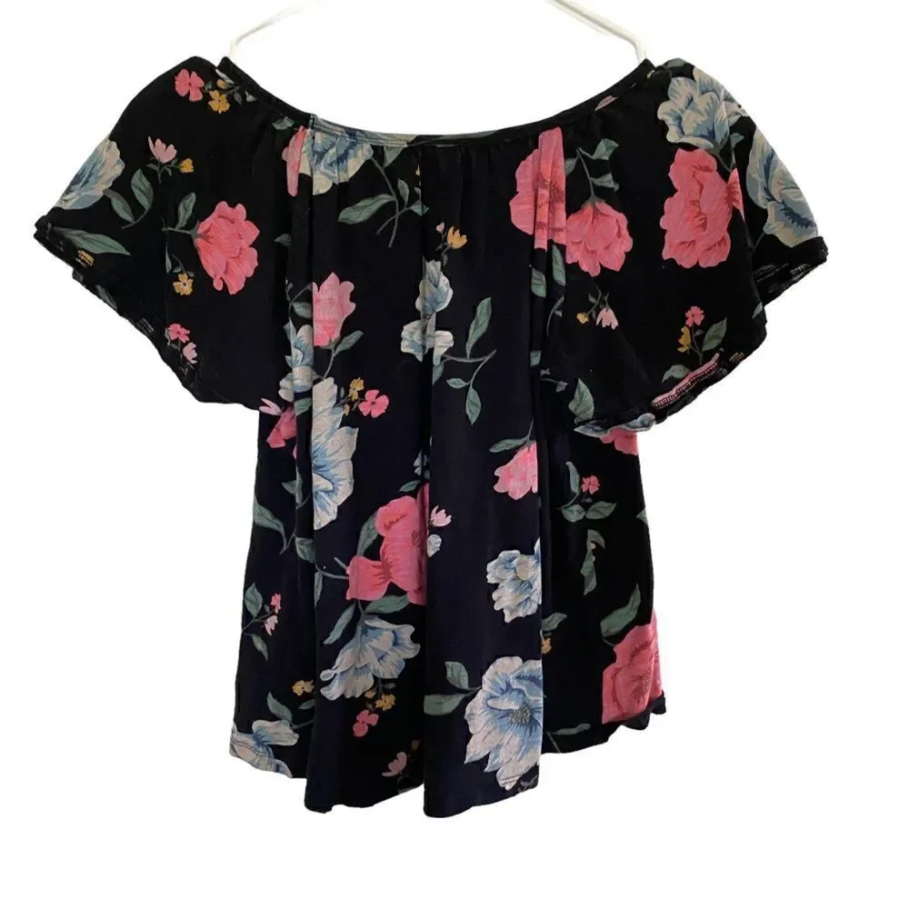 Old Navy floral off the shoulder black Girls XL blouse